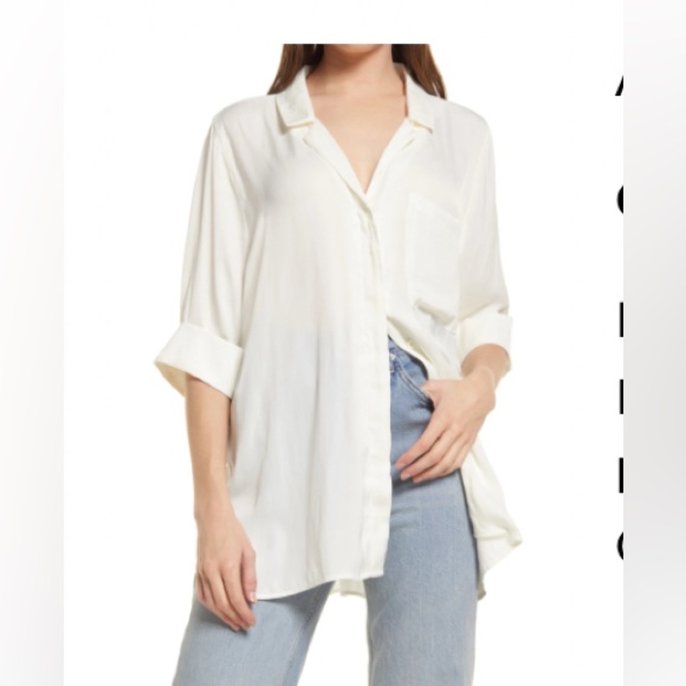 Nordstrom Open Edit Satin button up